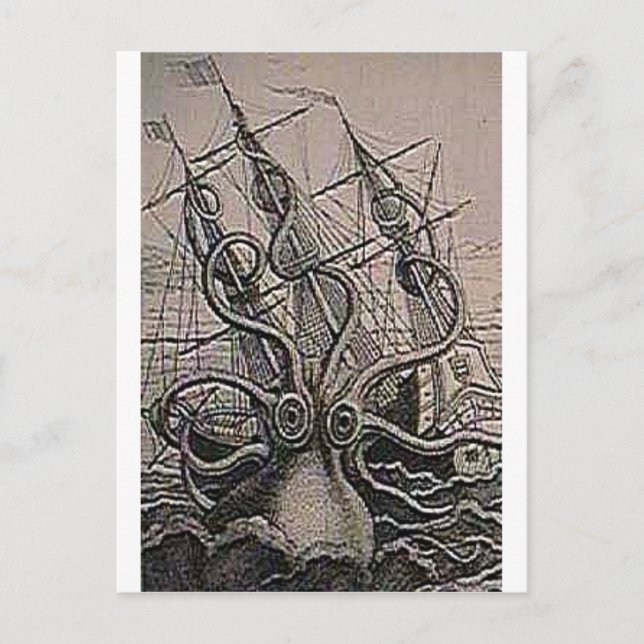 KRAKEN Vintage Print Postcard (Front)