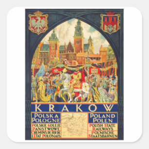 Krakov - Poland - Vintage Travel Square Sticker