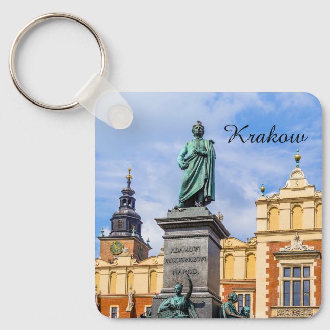 Krakow, A Mickiewicz monument, Poland, magnet Key Ring (Front)