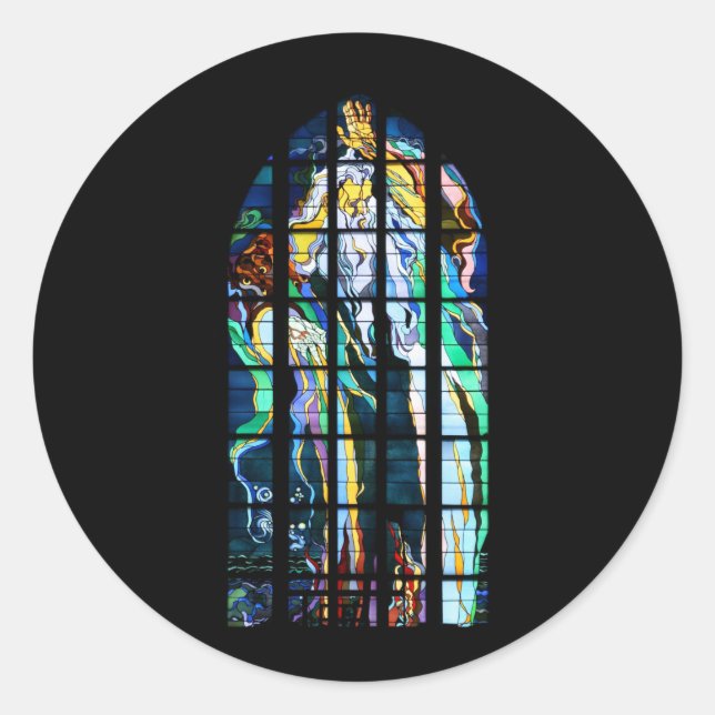 Krakow Church of St. Francis Stained Glass Classic Round Sticker (Front)