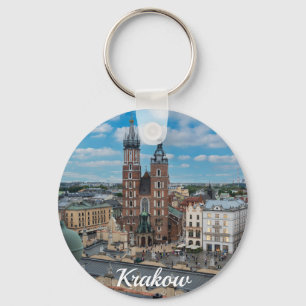 Krakow city center from above in Poland Key Ring