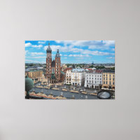 Krakow city centre from above in Poland