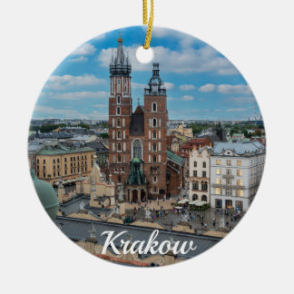 Krakow city centre from above in Poland Ceramic Tree Decoration