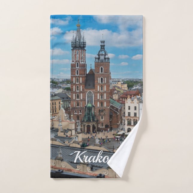 Krakow city centre from above in Poland Hand Towel (Hand Towel)