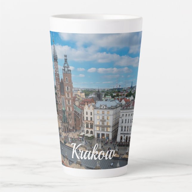 Krakow city centre from above in Poland Latte Mug (Front)