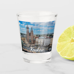 Krakow city centre from above in Poland Shot Glass