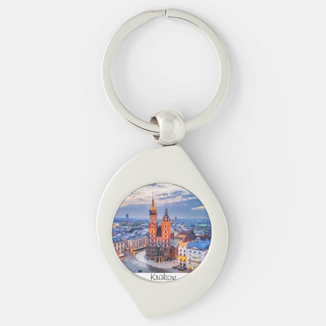 Krakow night in Poland Key Ring (Front)