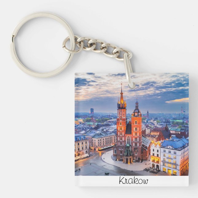 Krakow night in Poland Key Ring (Front)