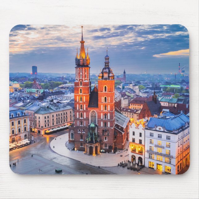 Krakow night in Poland Mouse Mat (Front)
