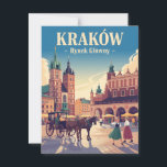 Krakow old market vintage postcard<br><div class="desc">Step into the historic charm of Krakow’s Old Market Square with this vintage-style postcard. Featuring the bustling market scene surrounded by mediaeval architecture, colourful stalls, and the iconic Cloth Hall, the design captures the vibrant heart of Poland’s cultural heritage. Perfect for travelers, history lovers, and collectors of classic European cityscapes....</div>