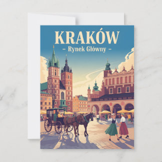 Krakow old market vintage postcard