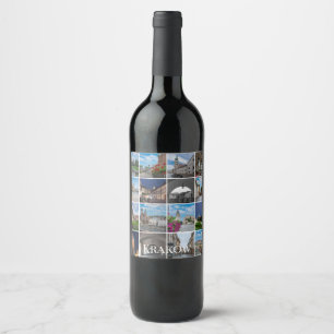 Krakow old town landscapes, Poland Wine Label