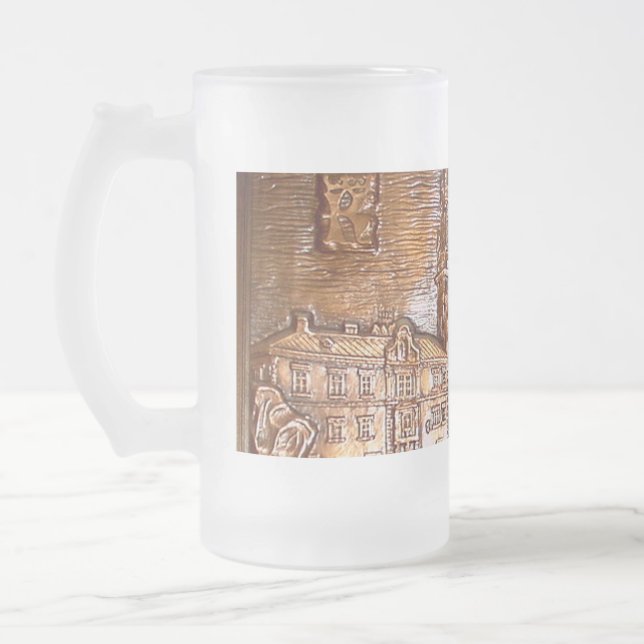 KRAKOW POLAND ARCHITECTURE FROSTED GLASS BEER MUG (Left)
