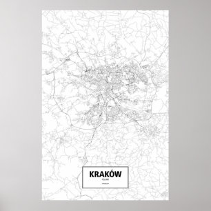 Kraków, Poland (black on white) Poster
