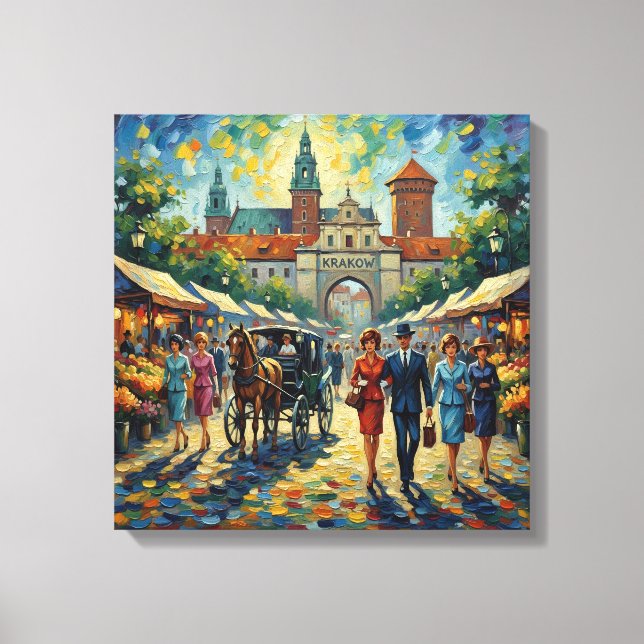 Krakow Poland Mediaeval Gate Stretched Canvas Print (Front)