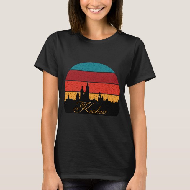Krakow Poland Old Town Retro Trave T-Shirt (Front)
