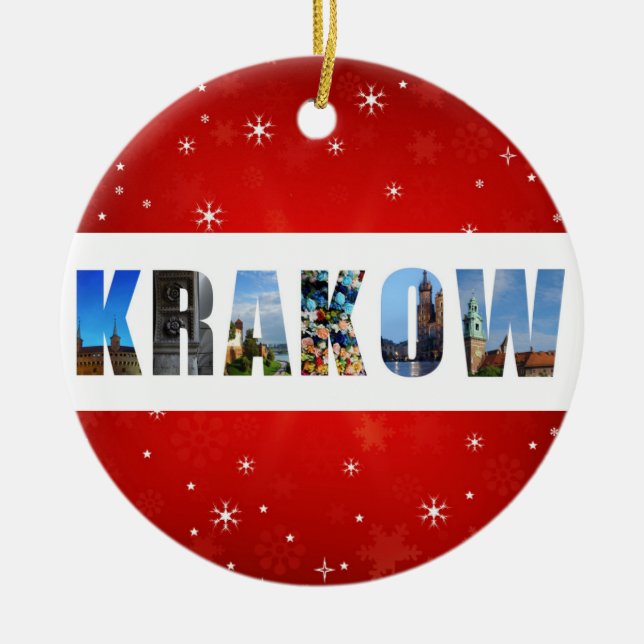 Krakow Poland Travel Photos Christmas Ceramic Tree Decoration (Front)
