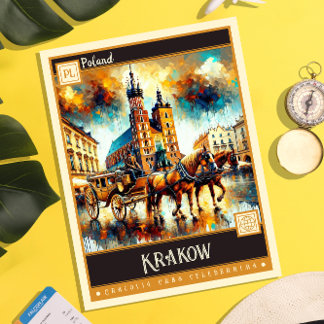 Krakow, Poland | Vintage Painting Postcard