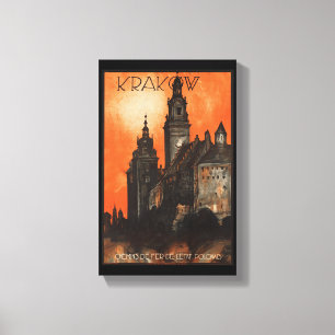 Krakow Poland - Vintage Polish Travel Poster Canvas Print
