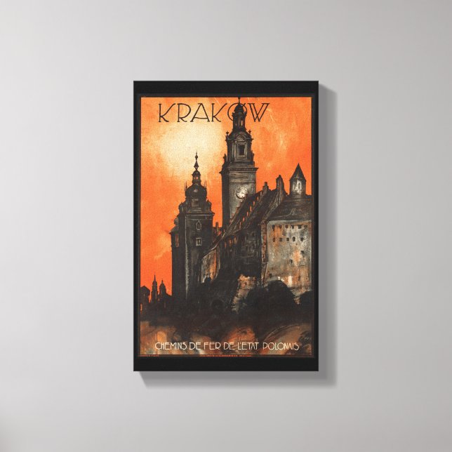 Krakow Poland - Vintage Polish Travel Poster Canvas Print (Front)