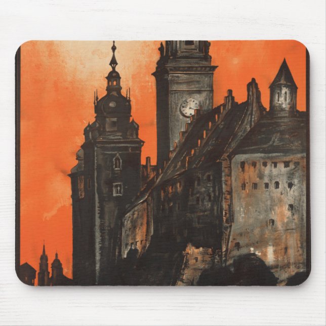 Krakow Poland - Vintage Polish Travel Poster Mouse Mat (Front)
