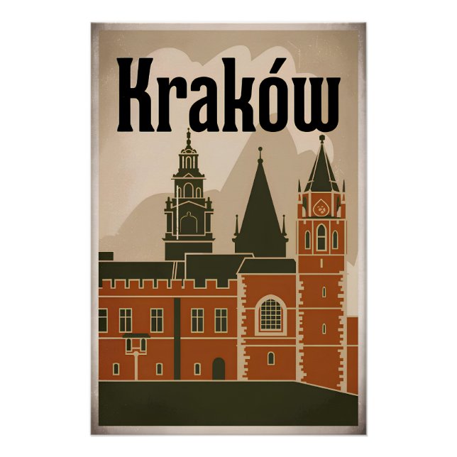 Kraków Poland vintage Poster (Front)