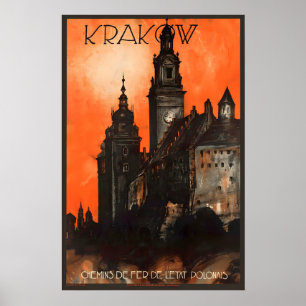 Krakow Poland Vintage Travel Poster