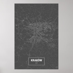 Kraków, Poland (white on black) Poster