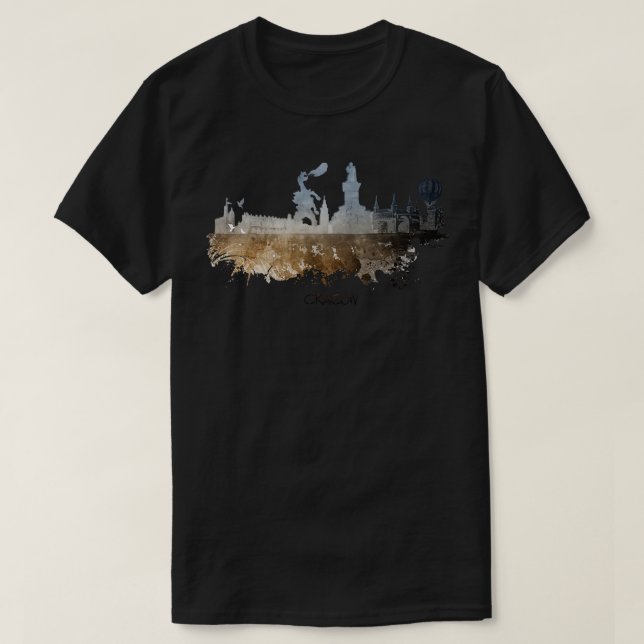 Krakow skyline art Krakow skyline T-Shirt (Design Front)