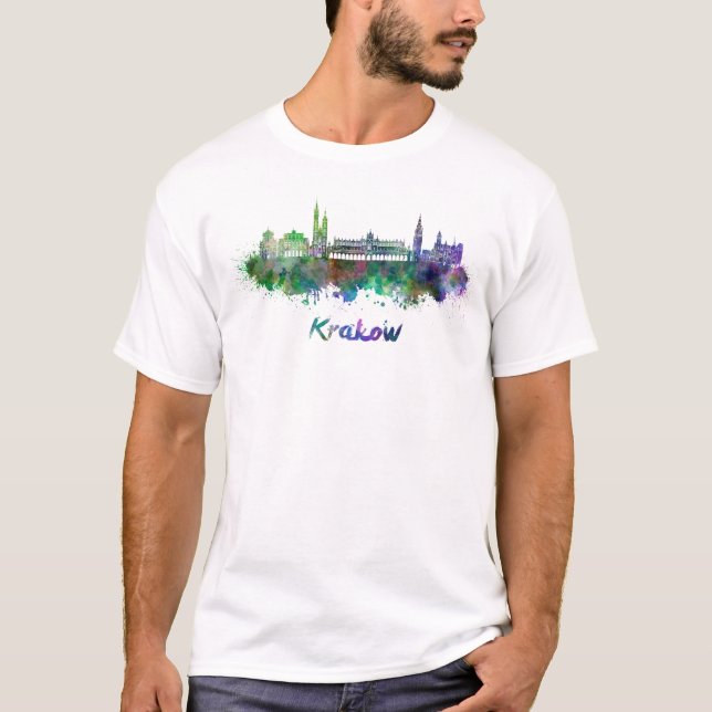 Krakow skyline in watercolor T-Shirt (Front)