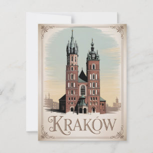Krakow St. Mary's basilica vintage Postcard