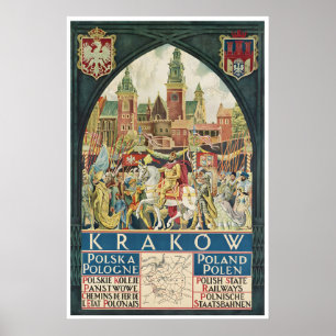 Krakow Travel Poster Polandative Sign Polish Art