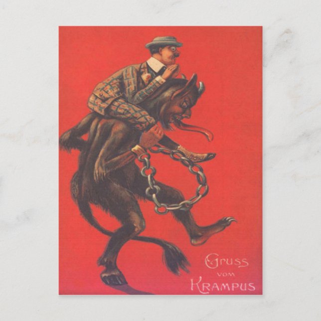 Krampus Abducting Adult Postcard (Front)