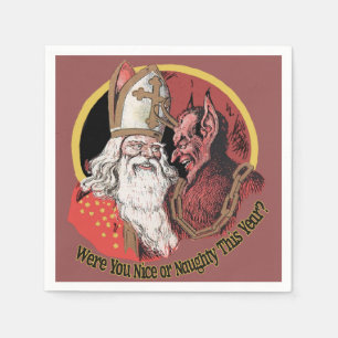 Krampus and Santa Nice or Naughty Design Napkin