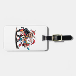 Krampus and Santa Playing Electric Guitar Xmas Luggage Tag