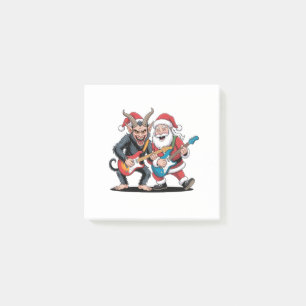 Krampus and Santa Playing Electric Guitar Xmas Post-it Notes