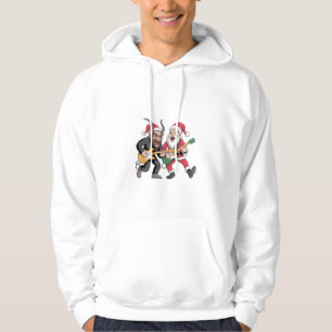 Krampus and Santa Playing Guitar Electric Xmas  Hoodie