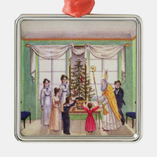 Krampus and St. Nicholas from journal of Carl Metal Tree Decoration
