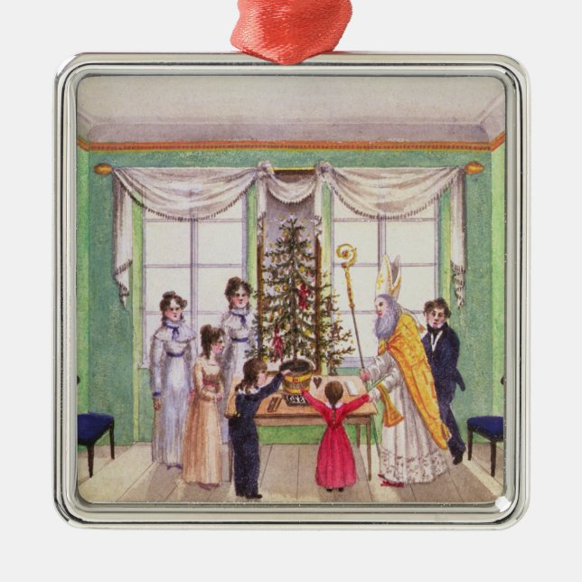 Krampus and St. Nicholas from journal of Carl Metal Tree Decoration (Front)