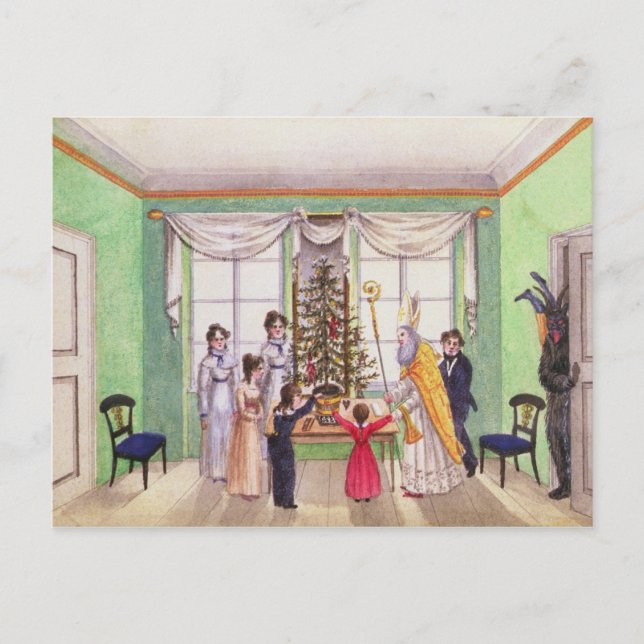 Krampus and St. Nicholas from journal of Carl Postcard (Front)