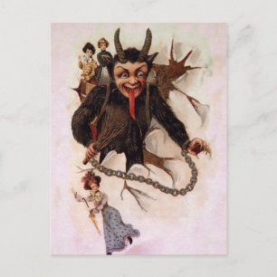 Krampus Breaking Through Postcard