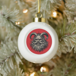 Krampus Ceramic Ball Christmas Ornament