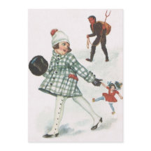 Krampus Chasing A Little Girl With Doll