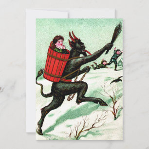 Krampus Chasing Bad Children Winter Snow