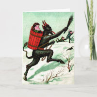 Krampus Chasing Bad Children Winter Snow