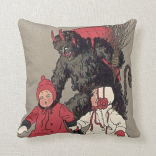 Krampus Chasing Children Switch Cushion