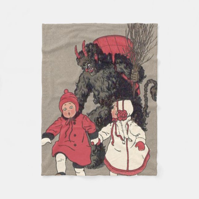 Krampus Chasing Children Switch Fleece Blanket (Front)