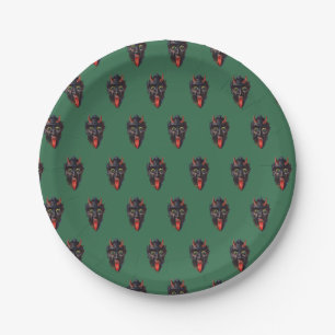 Krampus Christmas 7" Paper Plate in Green