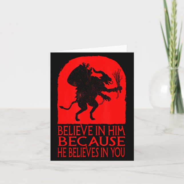 Krampus Christmas Believe In Him Occult Y Folklore Card (Front)