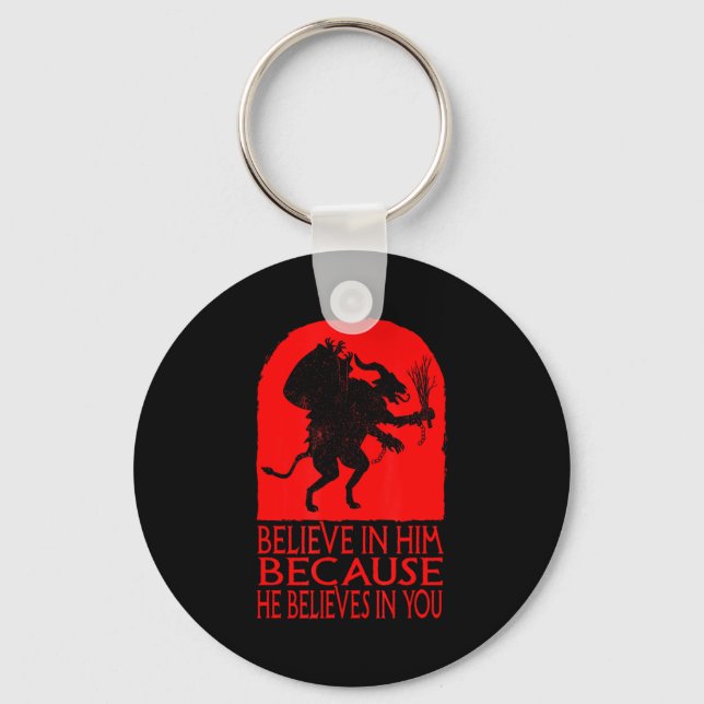 Krampus Christmas Believe In Him Occult Y Folklore Key Ring (Front)